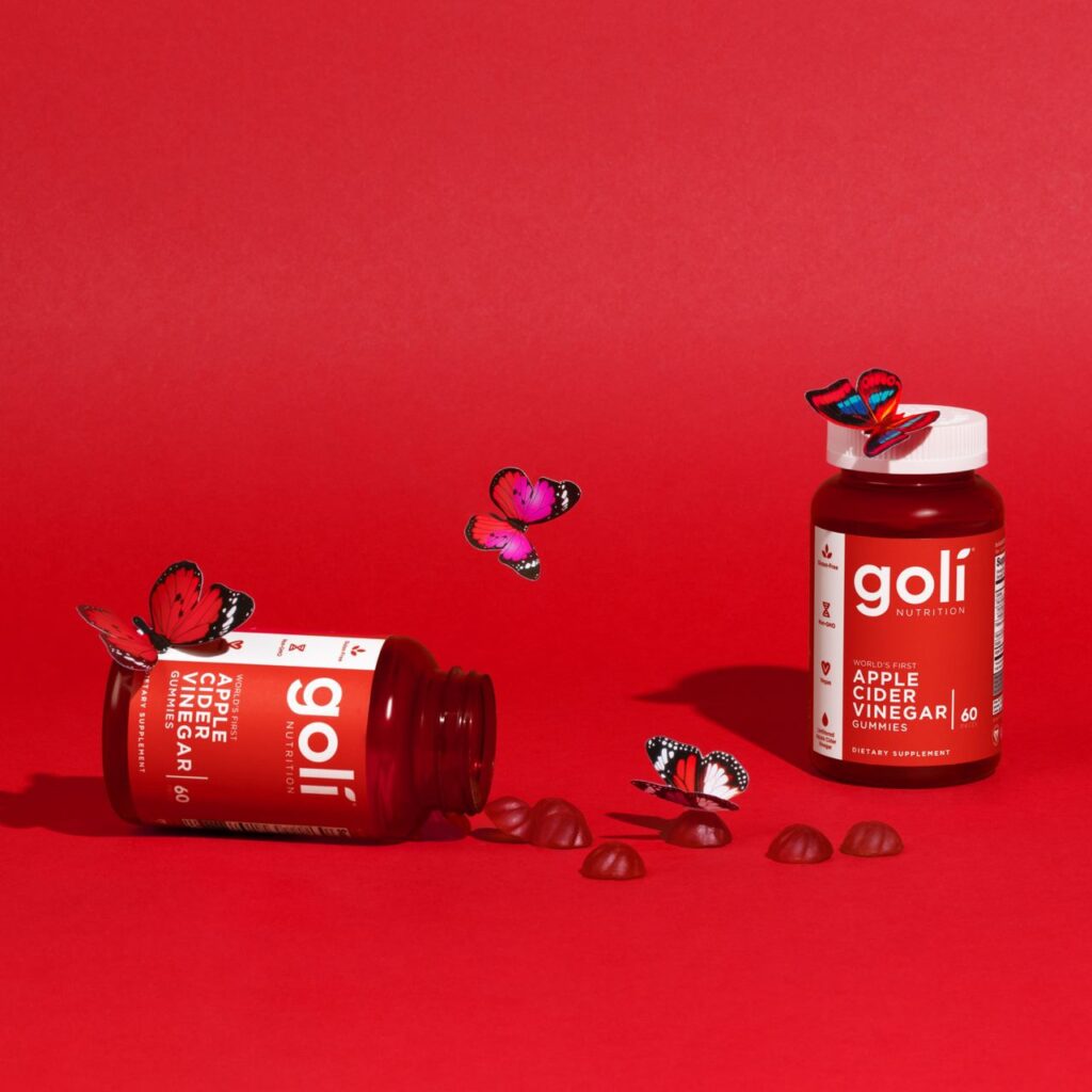 Goli ACV - Metabolic Support Bottle of Goli Apple Cider Vinegar gummies for a metabolic fire Goli Gummy Stack.